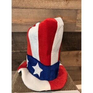 PATRIOTIC JUMBO TOP HAT Uncle Sam Stars Stripe USA Flag Adult Cap Red White Blue